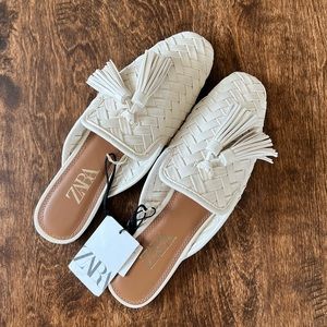Zara Tasseled Woven Mules/Slides
